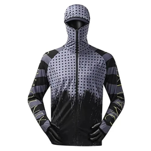 Chemise de pêche à manches longues avec capuche, protection UPF 50, sublimation OEM, fermeture éclair intégrale - Product Image 4