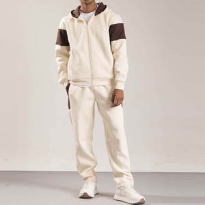 Ensemble de survêtement décontracté pour homme : veste et pantalon, manches longues, fermeture éclair, col montant, coupe régulière, respirant, pour la gym et l'entraînement sportif (lot de deux) - Product Image 1