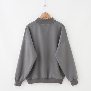 Sweat-shirt pour femme de haute qualité, col montant, 100% coton, léger, respirant, séchage rapide, broderie appliquée sur le devant, OEM - Product Image 1