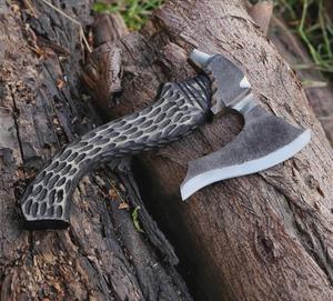 STEEL CRAFT INTERNATIONAL Hand-Forged Damascus Carbon Steel <b>Axe</b> 12" Stylish raindrop Handle DIY Grade ODM 1 Year Woodworking - Product Image 2