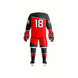 Tenue d'équipe de hockey personnalisée, impression numérique, maillot de hockey sur glace, uniforme à manches courtes, 100% polyester, col en V, unisexe, entraînement universitaire - Product Image 6