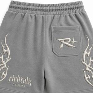 Pantalones Cortos Deportivos para Hombre, Color Gris, Logotipo en Relieve, Cintura Elástica con Cordón, Bordado 3D, Transpirables, de Algodón y Poliéster de Peso Medio para Verano - Product Image 5