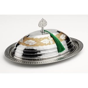 Nouveau plateau de service ovale en acier inoxydable 304 de qualité supérieure avec dôme, plat décoratif en métal, finition personnalisée, plateaux de table pour mariage - Product Image 2