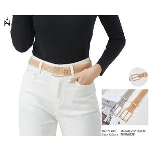 Cintura in Tessuto Intrecciato Marca Z 2.5x105cm con Fibbia Quadrata, Cintura Casual alla Moda per Donna - Product Image 1