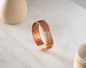 กำไลข้อมือทองแดงแท้ 99% ขัดเงาแบบปรับได้ตามสั่ง ขายส่ง เครื่องประดับแฟชั่นเสริมสุขภาพ ดีไซน์สวยงาม - Product Image 4