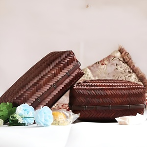 Cesta de bambú tejida con tapa, mejor precio, cajas decorativas, embalaje premium, caja de regalo - Product Image 3