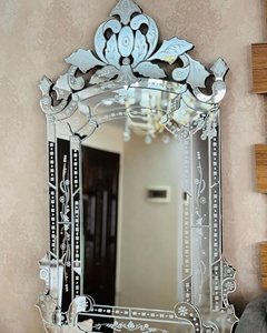 Luxury Venetian Rectangular Accent <b>Mirror</b>, Handmade <b>Silver</b> Decorative Wall <b>Mirror</b> for Modern, Glam - Product Image 1