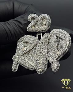 Collier Pendentif Hip Hop Moissanite Diamant Sertie de Pierres « RJP » Chaîne Bling Bijou de Luxe Tendance Cadeau - Product Image 3