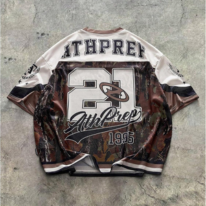 White Camo Number 22 Mesh T-Shirt Short Sleeve Crew Neck Unisex Breathable Casual Sport Style All Seasons Wear - Product Image 4