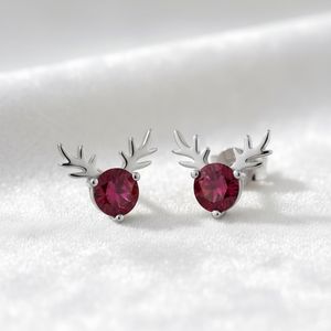 Pendientes de Reno con Cristales Rosados, Plata de Ley 925, Chapados en Oro de 14K, Joyería Navideña Linda, Regalo - Product Image 6