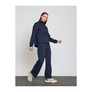 Conjunto Deportivo para Mujer, Sudadera Blanca Holgada de Cierre Parcial, Pantalones de Poliéster Transpirables, Color Sólido, Estilo Minimalista, Ropa de Primavera - Product Image 2