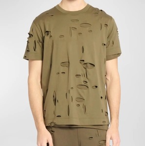 เสื้อยืดแขนสั้นสีเขียวมะกอกสำหรับผู้ชาย คอกลม ทรงปกติ ผ้าถัก 100% ผ้าฝ้าย ด้านหน้าลำลอง ระบายอากาศได้ดี สไตล์สตรีท สีพื้น - Product Image 1