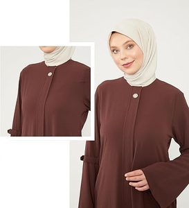 Wholesale Modest Dubai <b>Eid</b> Abaya <b>Dress</b> Solid Color Luxury Kaftan Flare Women Muslim Square Neck <b>Long</b> Sleeve Loose Fit Abayas - Product Image 2
