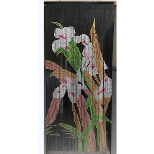 Traditional Bamboo Beaded Curtain Vertical Blinds Floral Design Eco-Friendly Light Filtering Sliding <b>Window</b> Door Hanging - Product Image 1