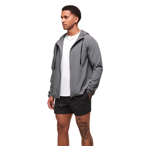 <b>Men</b> Slim Fit Hooded <b>Track</b> <b>Jacket</b> Lightweight Zip Up Windbreaker Running Training Sportswear Casual Activewear Grey Coat - Product Image 3