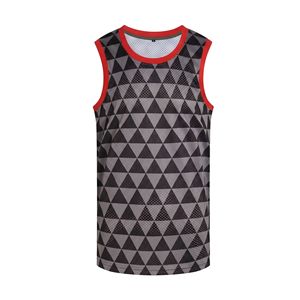 Maillot de basket-ball à motif géométrique triangulaire par sublimation, uniforme d'équipe, polyester, maille respirante, sans manches, col en V, maillots de sport - Product Image 1