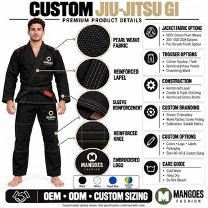 ชุดยูโดบราซิลเลี่ยนยิวยิตสู (BJJ Gi) น้ำหนักเบา ระบายอากาศได้ดี ป้องกันแบคทีเรีย สำหรับทุกเพศ ผลิตจากผ้า Aeroweave ที่ผ่านการลดขนาดแล้ว เหมาะสำหรับการแข่งขัน - Product Image 4