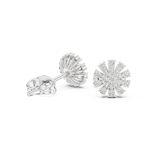 Pendientes de tuerca de circonita cúbica redonda para niñas, Color dorado plateado, CZ transparente, pendiente de tuerca para mujer - Product Image 3