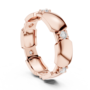 Bague de luxe géométrique à maillons diamantés en or rose avec accents ronds brillants et design contemporain - Product Image 2