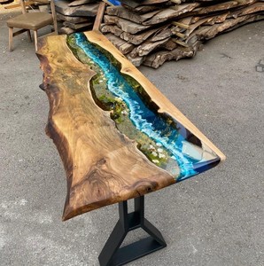 Nature River <b>Epoxy</b> Console <b>Table</b> Rectangle Live Edge Wood Resin Handmade Eco-Friendly Durable Ocean Stream Entryway Hallway - Product Image 1