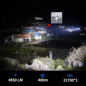 Lampe de poche LED ZEROBEAM T20, 3100 Lumens, étanche IPX8, rechargeable, portée du faisceau de 340m, pour randonnée et plongée, corps en alliage d'aluminium - Product Image 5