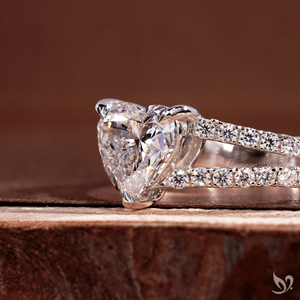 แหวนเพชรแล็บ 1 กะรัต ดีไซน์หรูหรา ประดับเพชรแบบ Dual Pave วงแหวนแยกส่วน ทองคำขาว 10K รับรองโดย IGI แหวนขอแต่งงาน - Product Image 2