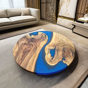 Table à manger/table basse en bois d'acacia et résine, fabrication artisanale moderne, imperméable, salon, retraite, mariage, anniversaire, condoléances - Product Image 6