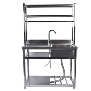 Lavello da Cucina Commerciale in Acciaio Inossidabile a Vasca Singola da 39,4 pollici, per Garage e Uso Industriale, con Piattaforma Sinistra, Fabbricazione Commerciale in Acciaio - Product Image 2