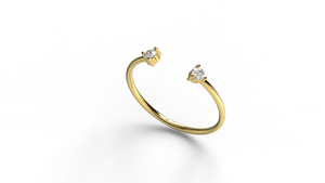 Minimalist 18K Gold Open Cuff <b>Diamond</b> <b>Ring</b> Round Cut <b>Diamond</b> Band Dainty Two Stone Stacking <b>Ring</b> Engagement Gift Jewelry Women - Product Image 1