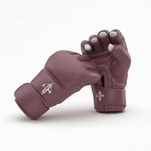 Gants de boxe pour hommes en cuir PU de haute qualité, fermeture au poignet de type lacé, demi-doigts/sans doigts, légers, couleur personnalisée - Product Image 1