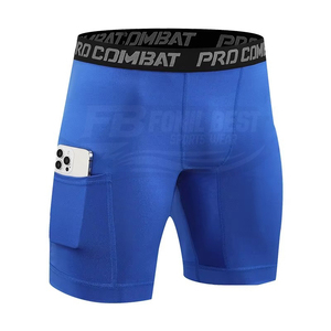 Men's <b>Compression</b> Shorts Pocket Drawstring Closure Knitted Fabric Print Design Quick Dry Sports <b>Underwear</b> Workout Yoga Briefs - Product Image 2