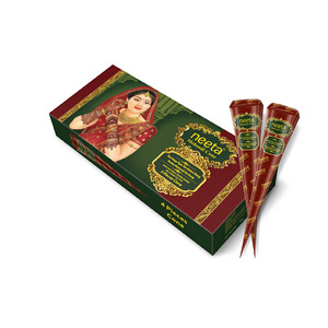Cône de henné Neeta, 4 pièces, prêt à l'emploi, pâte de tatouage au henné pour application d'art corporel temporaire - Product Image 1