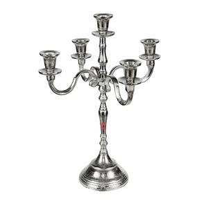 Candelabro de 5 brazos hecho a mano de Metal plateado, nuevo diseño de lujo para decoración de boda, centro de mesa decorativo - Product Image 1