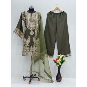 Conjunto de Diseño Artesanal con Top, Pantalón Plazzo y Dupatta con Cintura Natural - Product Image 6