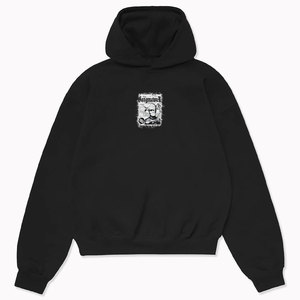 Sweat-shirt à capuche noir pour homme Gangmawalk, coupe ample, style streetwear, logo imprimé au dos, manches régulières, coton tricoté, style automne - Product Image 6