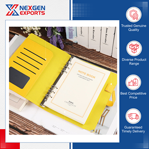 Classeur à anneaux en cuir PU de qualité garantie avec porte-cartes, reliure cousue style spirale, cadeau pour acheteurs en gros - Product Image 3