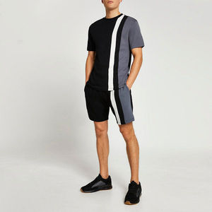 Ensemble de survêtement d'été 2 pièces pour homme : T-shirt décontracté et short pour le jogging sportif, en maille unie polyester/coton - Product Image 2
