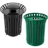 Contenedor de Basura Metálico Cilíndrico Resistente para Exteriores HD MECHANICAL VIETNAM, con Tapa Abierta y Listones, para Uso Público en Parques y Calles - Product Image 5