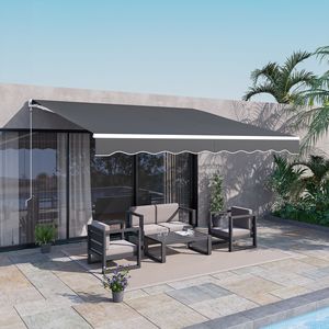 Tenda Parasole Elettrica Retrattile UV 3,6x3m con Telecomando e Manovella Manuale per Terrazze - Product Image 2