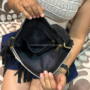Nouveau Style occidental cheveux sur cacher fourrure en cuir véritable frange sacs haute qualité Boho Style femmes en cuir véritable frange sacs à bandoulière - Product Image 6