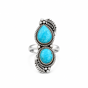 Kingman Mohave <b>Turquoise</b> Silver <b>Ring</b> Western Boho Statement Gemstone <b>Ring</b> Southwestern Jewelry Fashion <b>Ring</b> for Women - Product Image 2