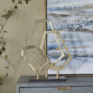 Escultura Abstracta Creativa Hecha a Mano en Aluminio Chapado en Oro, Decoración de Arte Moderno para Mesa de Salón - Product Image 5