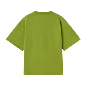 T-shirt en coton vert surdimensionné pour homme Pak Muntaha Impex, col rond, manches courtes, décontracté, logo imprimé sur le devant, couleur unie, jersey tricoté - Product Image 2