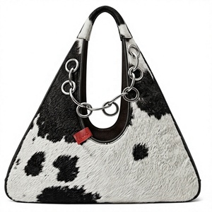 Bolso de Hombro de Piel Sintética con Estampado de Vaca, con Anillos Metálicos, Resistente al Agua, para Todas las Temporadas, Bolso de Viaje - Product Image 2