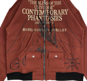 Sweat à capuche réversible imprimé DTF Streetwear, en molleton de coton épais haute densité, personnalisé, mode urbaine pour enfants, printemps - Product Image 3