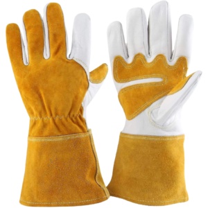 Gants de soudage en cuir de vachette grainé renforcé de qualité supérieure, résistants, pour travaux industriels, protection des mains, ignifuges - Product Image 1