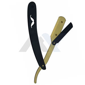 Rasoir droit professionnel de barbier, lame dorée et noire, rasoir de sécurité pour hommes, shavette - Product Image 5