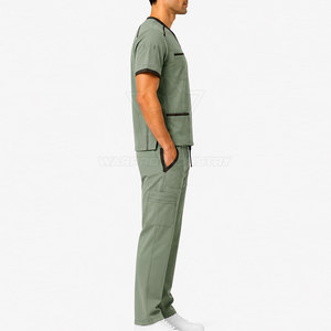 Ensemble de tenue de travail élégante pour hommes, vêtements de travail pour le secteur de la santé, avec un design moderne à col en V, tissu doux, plusieurs poches et mouvements confortables - Product Image 5