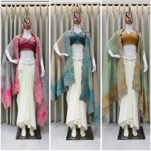 Traje tradicional indio-pakistaní para mujer, estilo occidental, multicolor, bordado, largo hasta el suelo, holgado, para bodas. - Product Image 2