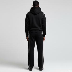 Conjunto de Sudadera con Capucha y Pantalones Acampanados de Chándal Transpirable con Lavado Ácido y Parches Desgastados para Invierno - Product Image 3